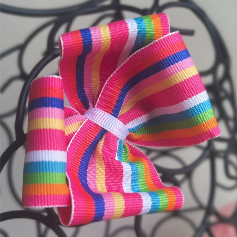 Colorful Striped Hair Bow
